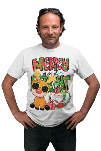 MĘSKA KOSZULKA ŚWIĄTECZNA MERRY AND BRIGHT RENIFER ŚWIĘTY MIKOŁAJ 5