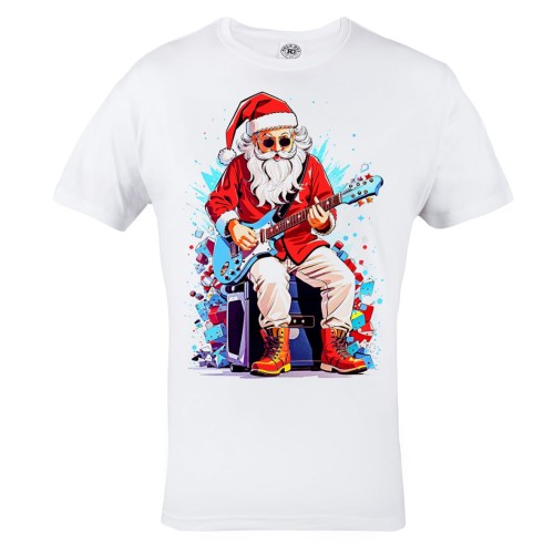 MĘSKA KOSZULKA ŚWIĄTECZNA ROCKOWY ŚWIĘTY MIKOŁAJ Z GITARĄ 2