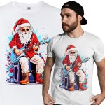 MĘSKA KOSZULKA ŚWIĄTECZNA ROCKOWY ŚWIĘTY MIKOŁAJ Z GITARĄ