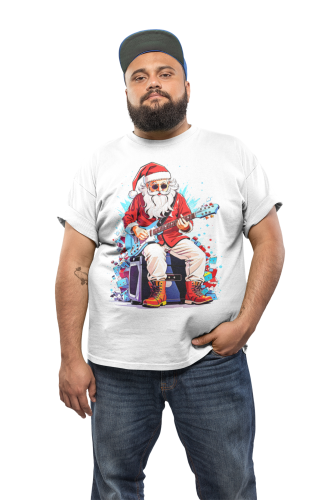 MĘSKA KOSZULKA ŚWIĄTECZNA ROCKOWY ŚWIĘTY MIKOŁAJ Z GITARĄ 3