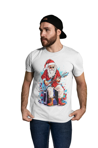 MĘSKA KOSZULKA ŚWIĄTECZNA ROCKOWY ŚWIĘTY MIKOŁAJ Z GITARĄ 6