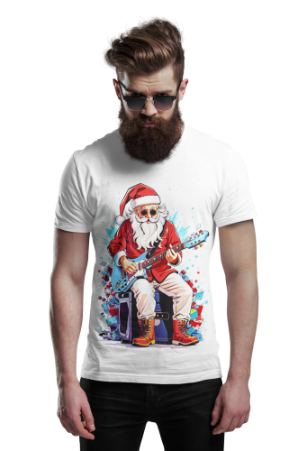 MĘSKA KOSZULKA ŚWIĄTECZNA ROCKOWY ŚWIĘTY MIKOŁAJ Z GITARĄ 4
