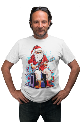 MĘSKA KOSZULKA ŚWIĄTECZNA ROCKOWY ŚWIĘTY MIKOŁAJ Z GITARĄ 5