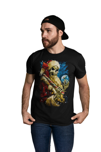 MĘSKA KOSZULKA ŚWIĄTECZNA GROŹNY ŚWIĘTY MIKOŁAJ SZKIELET 6