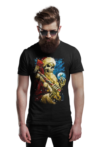 MĘSKA KOSZULKA ŚWIĄTECZNA GROŹNY ŚWIĘTY MIKOŁAJ SZKIELET 4