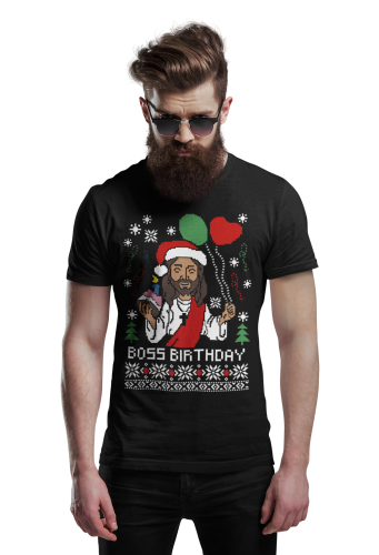 MĘSKA KOSZULKA ŚWIĄTECZNA BOŻE NARODZENIE JEZUS BOSS BIRTHDAY 4