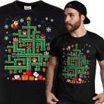 MĘSKA KOSZULKA ŚWIĄTECZNA DLA GRACZA CHOINKA MARIO