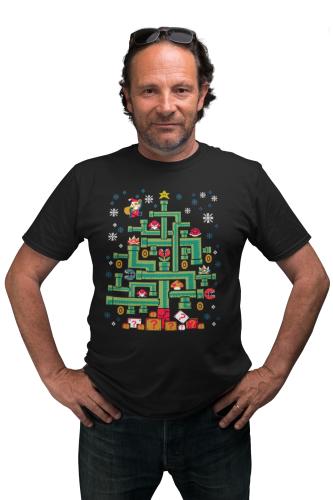 MĘSKA KOSZULKA ŚWIĄTECZNA DLA GRACZA CHOINKA MARIO 5