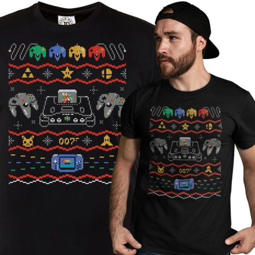 MĘSKA KOSZULKA ŚWIĄTECZNA DLA GRACZA VIDEO GAMER RETRO KONSOLA 1
