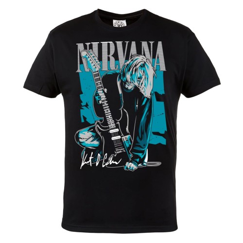 MĘSKA KOSZULKA MUZYCZNA NIRVANA KURT COBAIN Z GITARĄ 2