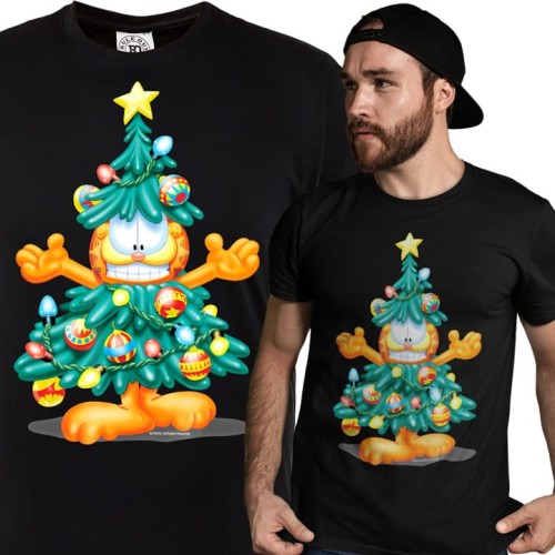 KOSZULKA ŚWIĄTECZNA RUDY KOT GARFIELD CHOINKA