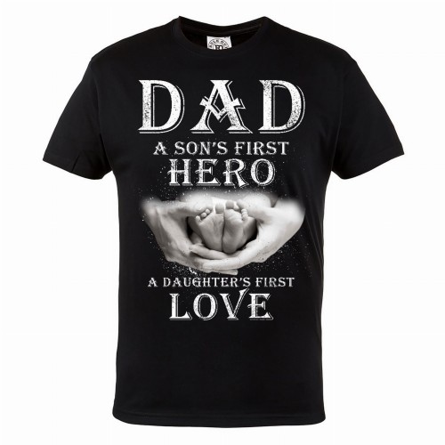 KOSZULKA MĘSKA PREZENT NA DZIEŃ OJCA DAD A SON'S FRST HERO A DAUGHTER'S FIRST LOVE