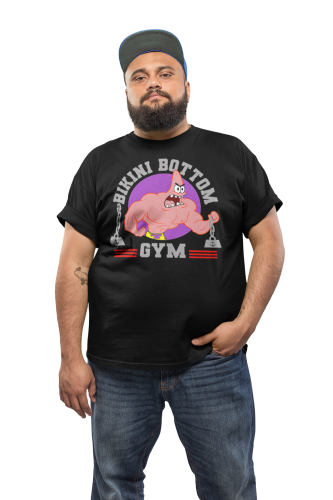 KOSZULKA MĘSKA NA SIŁOWNIĘ PODNOSZENIE CIĘŻARÓW SPONGEBOB ROZGWIAZDA PATRYK BIKINI BOTTOM GYM 3