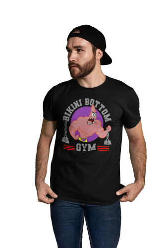 KOSZULKA MĘSKA NA SIŁOWNIĘ PODNOSZENIE CIĘŻARÓW SPONGEBOB ROZGWIAZDA PATRYK BIKINI BOTTOM GYM 6