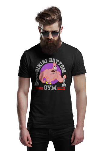 KOSZULKA MĘSKA NA SIŁOWNIĘ PODNOSZENIE CIĘŻARÓW SPONGEBOB ROZGWIAZDA PATRYK BIKINI BOTTOM GYM 4