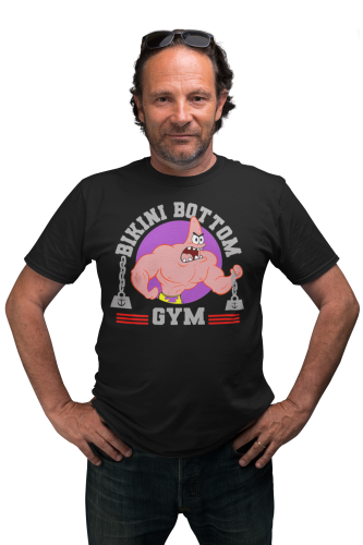 KOSZULKA MĘSKA NA SIŁOWNIĘ PODNOSZENIE CIĘŻARÓW SPONGEBOB ROZGWIAZDA PATRYK BIKINI BOTTOM GYM 5