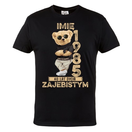 PERSONALIZOWANA KOSZULKA PREZENT NA 30 40 50 URODZINY PLUSZOWY MIŚ PODAJ IMIĘ I ROK 2