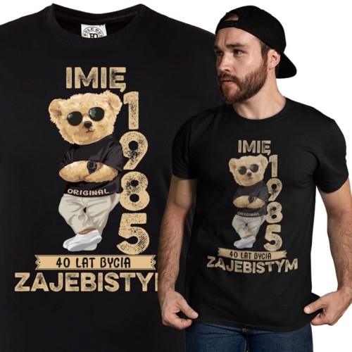 PERSONALIZOWANA KOSZULKA PREZENT NA 30 40 50 URODZINY PLUSZOWY MIŚ PODAJ IMIĘ I ROK 1