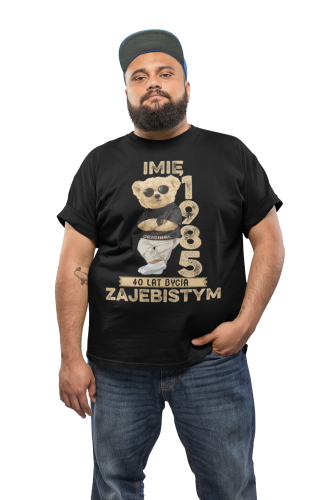 PERSONALIZOWANA KOSZULKA PREZENT NA 30 40 50 URODZINY PLUSZOWY MIŚ PODAJ IMIĘ I ROK 4