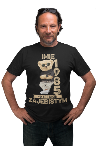 PERSONALIZOWANA KOSZULKA PREZENT NA 30 40 50 URODZINY PLUSZOWY MIŚ PODAJ IMIĘ I ROK 5