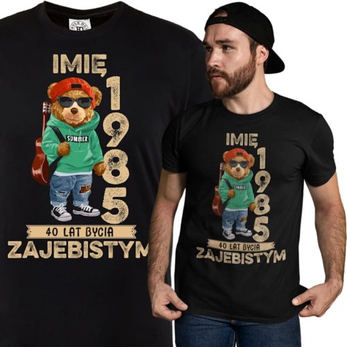 PERSONALIZOWANA KOSZULKA PREZENT NA URODZINY MIŚ Z GITARĄ GITARZYSTA PODAJ IMIĘ I ROK 1