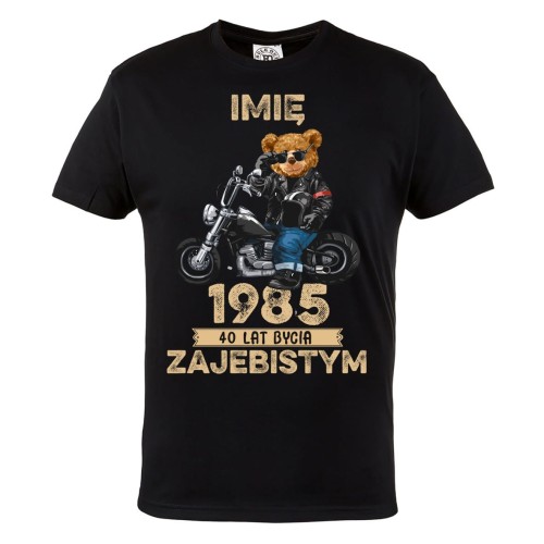 PERSONALIZOWANA KOSZULKA PREZENT NA URODZINY MIŚ NA MOTORZE MOTOCYKLISTA PODAJ IMIĘ I ROK 2