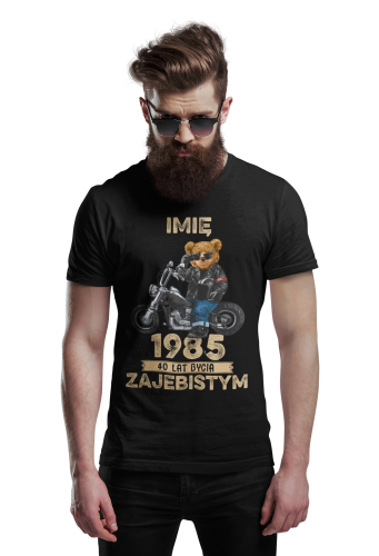 PERSONALIZOWANA KOSZULKA PREZENT NA URODZINY MIŚ NA MOTORZE MOTOCYKLISTA PODAJ IMIĘ I ROK 3