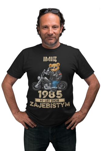 PERSONALIZOWANA KOSZULKA PREZENT NA URODZINY MIŚ NA MOTORZE MOTOCYKLISTA PODAJ IMIĘ I ROK 5