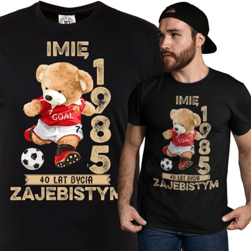 PERSONALIZOWANA KOSZULKA PREZENT NA URODZINY MIŚ PIŁKARZ PODAJ IMIĘ I ROK 1