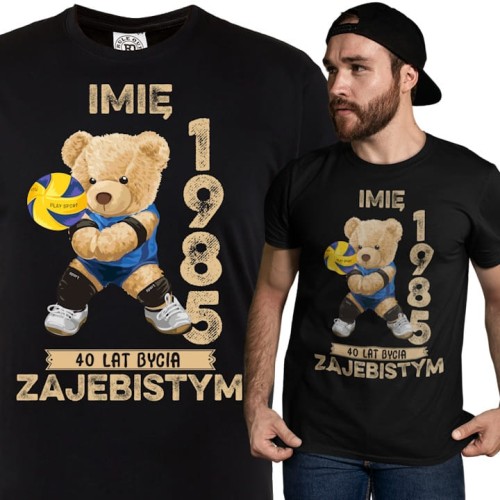 PERSONALIZOWANA KOSZULKA PREZENT NA URODZINY MIŚ SIATKARZ PODAJ IMIĘ I ROK 1