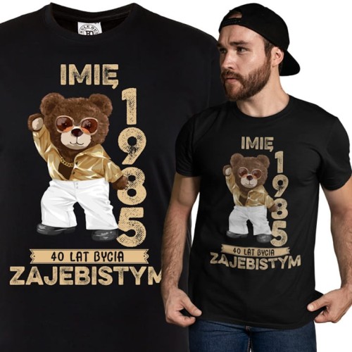 PERSONALIZOWANA KOSZULKA PREZENT NA URODZINY MIŚ TANCERZ PODAJ IMIĘ I ROK 1