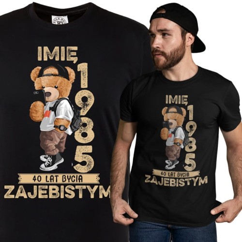 PERSONALIZOWANA KOSZULKA PREZENT NA URODZINY MIŚ SELFIE PODAJ IMIĘ I ROK 1