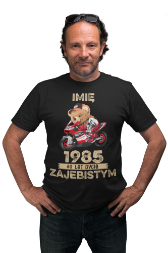 PERSONALIZOWANA KOSZULKA PREZENT NA URODZINY MIŚ NA ŚCIGACZU PODAJ IMIĘ I ROK 5