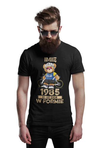 PERSONALIZOWANA KOSZULKA PREZENT NA URODZINY MIŚ ROWERZYSTA PODAJ IMIĘ I ROK 3