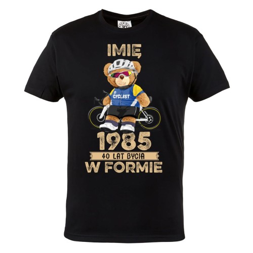 PERSONALIZOWANA KOSZULKA PREZENT NA URODZINY MIŚ ROWERZYSTA PODAJ IMIĘ I ROK 2
