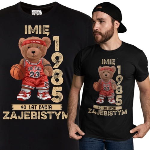 PERSONALIZOWANA KOSZULKA PREZENT NA URODZINY MIŚ KOSZYKARZ PODAJ IMIĘ I ROK 1