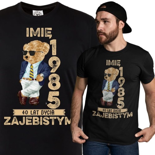 PERSONALIZOWANA KOSZULKA PREZENT NA URODZINY MIŚ ELEGANT PODAJ IMIĘ I ROK 1