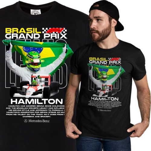 KOSZULKA MĘSKA FORMUŁA 1 WYŚCIGI F1 LEWIS HAMILTON BRASIL GRAND PRIX 1