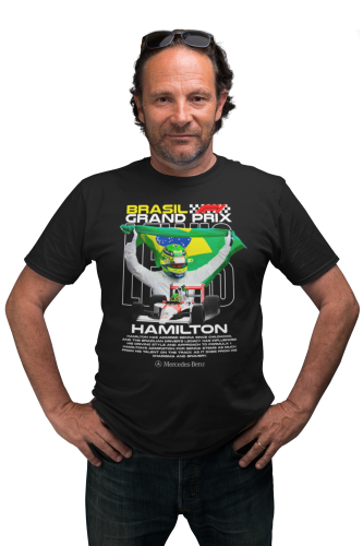 KOSZULKA MĘSKA FORMUŁA 1 WYŚCIGI F1 LEWIS HAMILTON BRASIL GRAND PRIX 5
