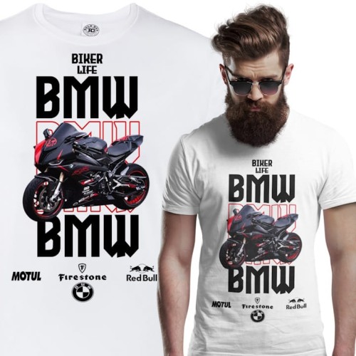 KOSZULKA MĘSKA NA MOTOR MOTOCYKL ŚCIGACZ BMW BIKER LIFE 1