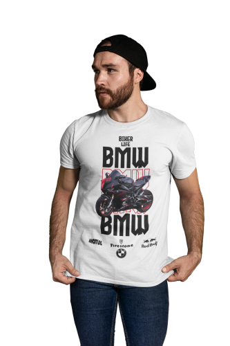 KOSZULKA MĘSKA NA MOTOR MOTOCYKL ŚCIGACZ BMW BIKER LIFE 4