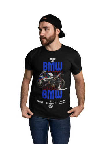 KOSZULKA MĘSKA NA MOTOR MOTOCYKL ŚCIGACZ BMW BIKER LIFE 4