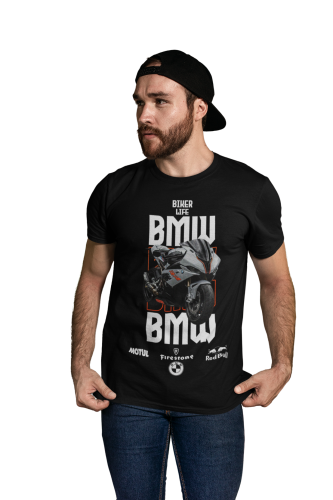 KOSZULKA MĘSKA NA MOTOR MOTOCYKL ŚCIGACZ BMW BIKER LIFE 4
