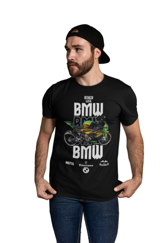 KOSZULKA MĘSKA NA MOTOR MOTOCYKL ŚCIGACZ BMW BIKER LIFE 4