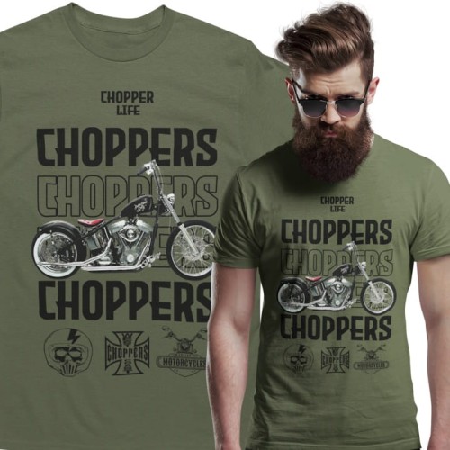KOSZULKA MĘSKA NA MOTOR MOTOCYKL CHOPPER LIFE