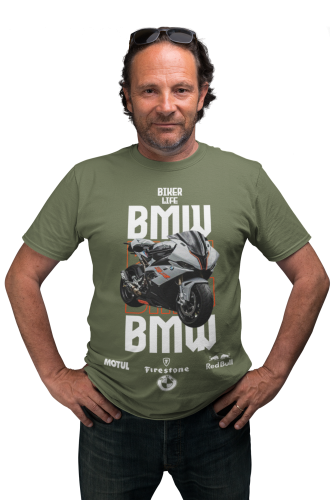 KOSZULKA MĘSKA NA MOTOR MOTOCYKL ŚCIGACZ BMW BIKER LIFE 5