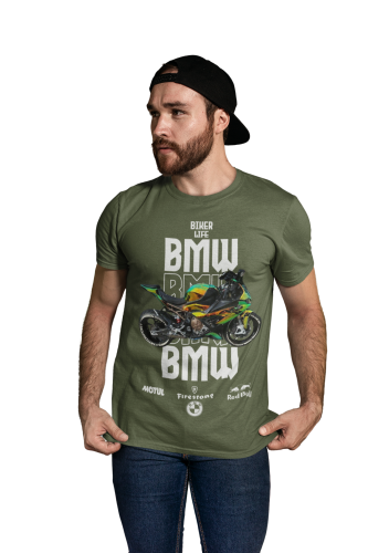 KOSZULKA MĘSKA NA MOTOR MOTOCYKL ŚCIGACZ BMW BIKER LIFE 4