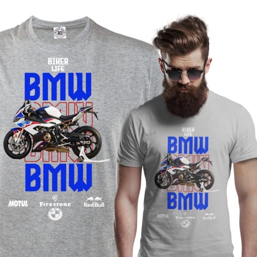 KOSZULKA MĘSKA NA MOTOR MOTOCYKL ŚCIGACZ BMW BIKER LIFE 1