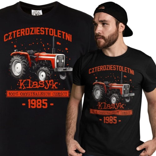 KOSZULKA MĘSKA PREZENT NA 40 50 60 70 URODZINY KLASYK CZERWONY TRAKTOR ZETOR 1