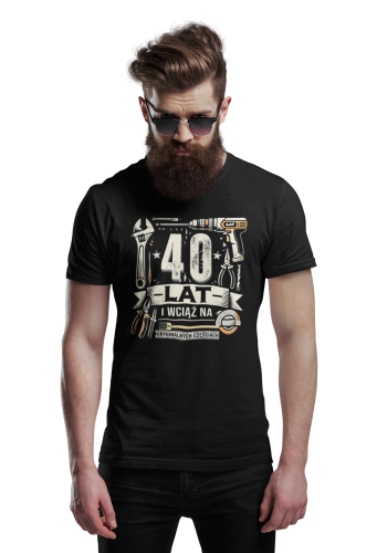 KOSZULKA PREZENT NA 40 URODZINY 40 LAT NA ORYGINALNYCH CZĘŚCIACH TORBA GRATIS 5